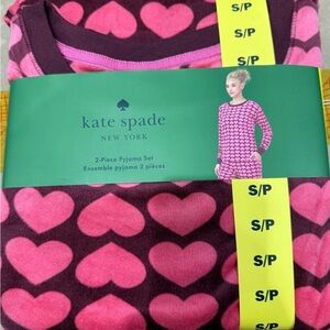 Kate Spade Soft Velor Pink Heart Pajama Set NWT Valentines